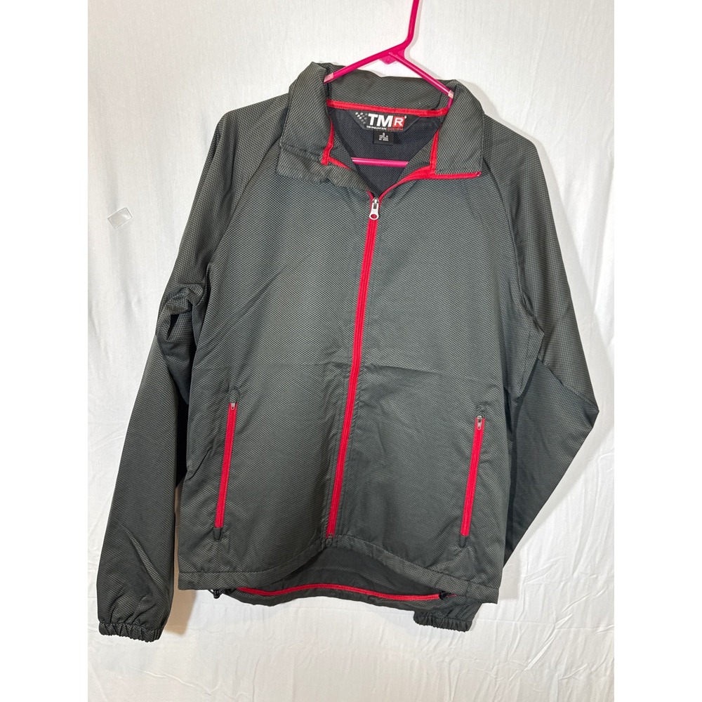 TMR Tri-Mountain Racer Wear Jacket Mens Small Gray Red Full‎ Zip Lightweight
